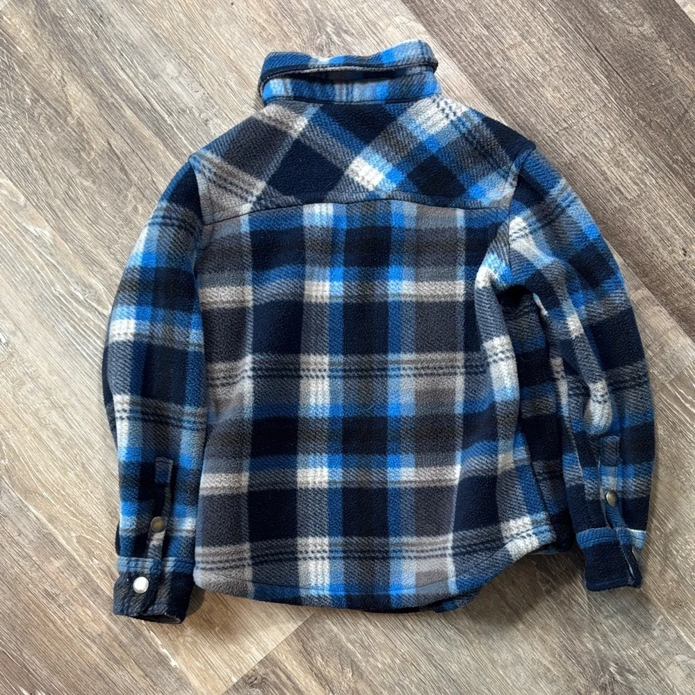 Eddie Bauer Kids Blue Plaid Fleece Button-Up Shirt Jacket